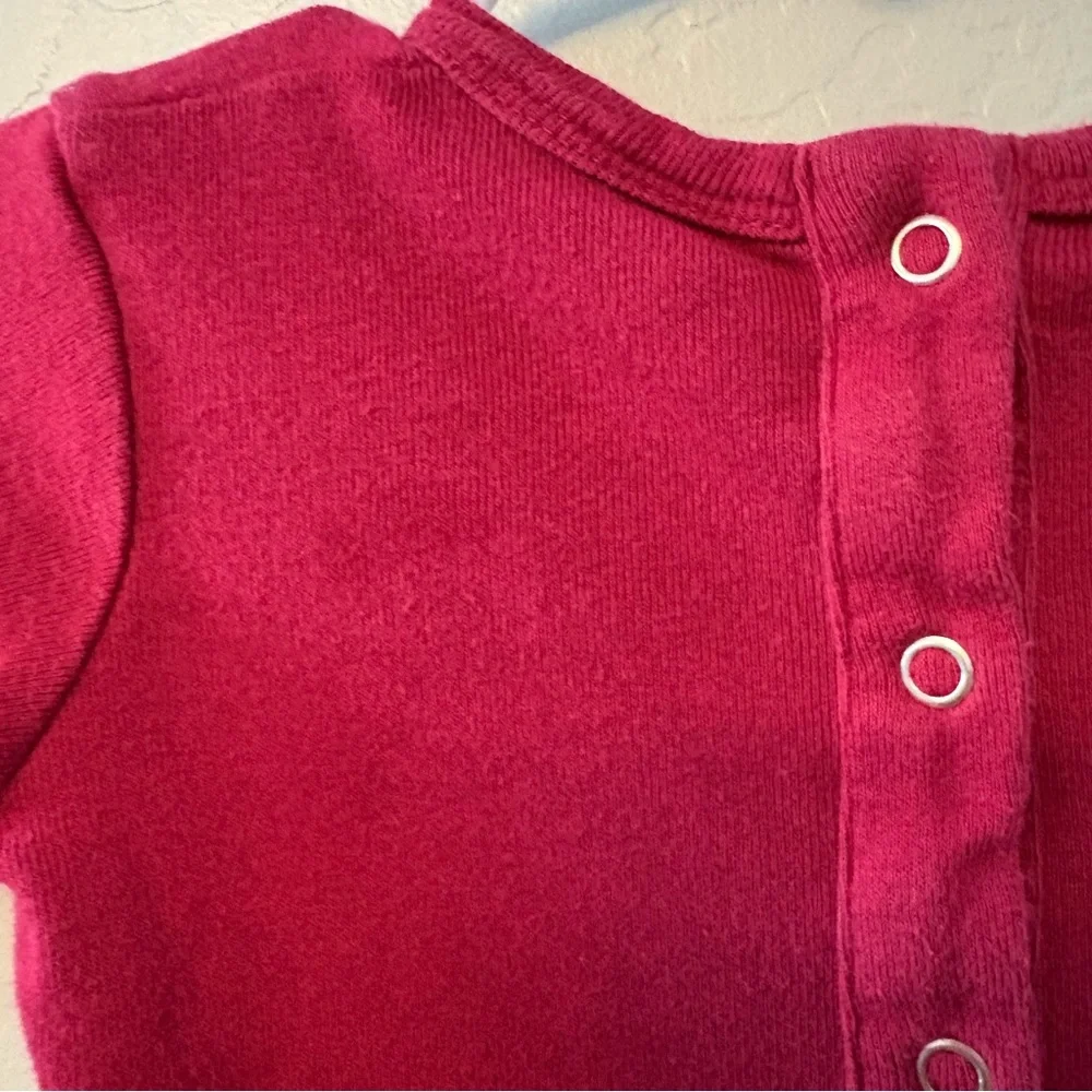 Kate Quinn dark red long sleeve cotton ruffle leg bodysuit one piece 6-12 months